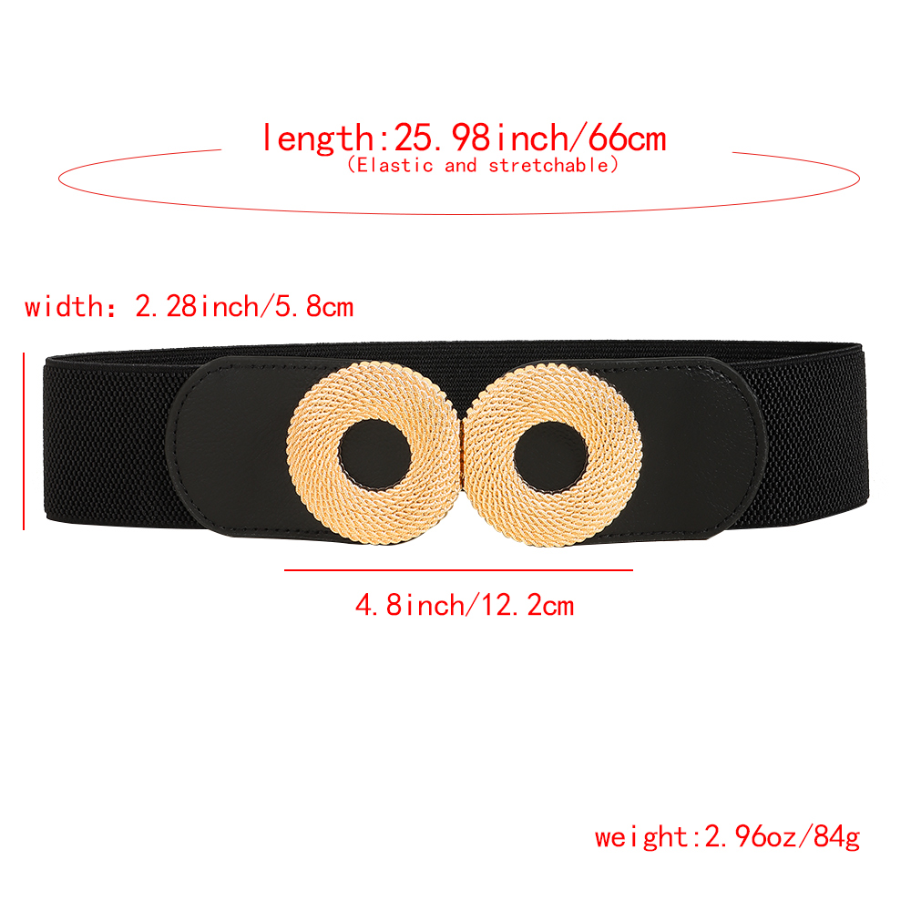 Simple Style Commute Round Elastic Band Metal Button Women's Leather Belts display picture 2