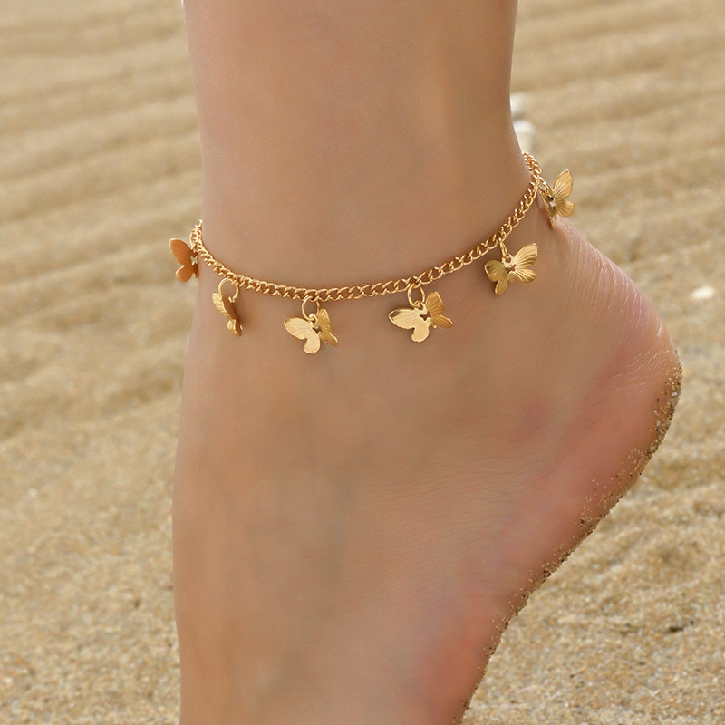 Lady Beach Butterfly Alloy Women's Anklet display picture 1