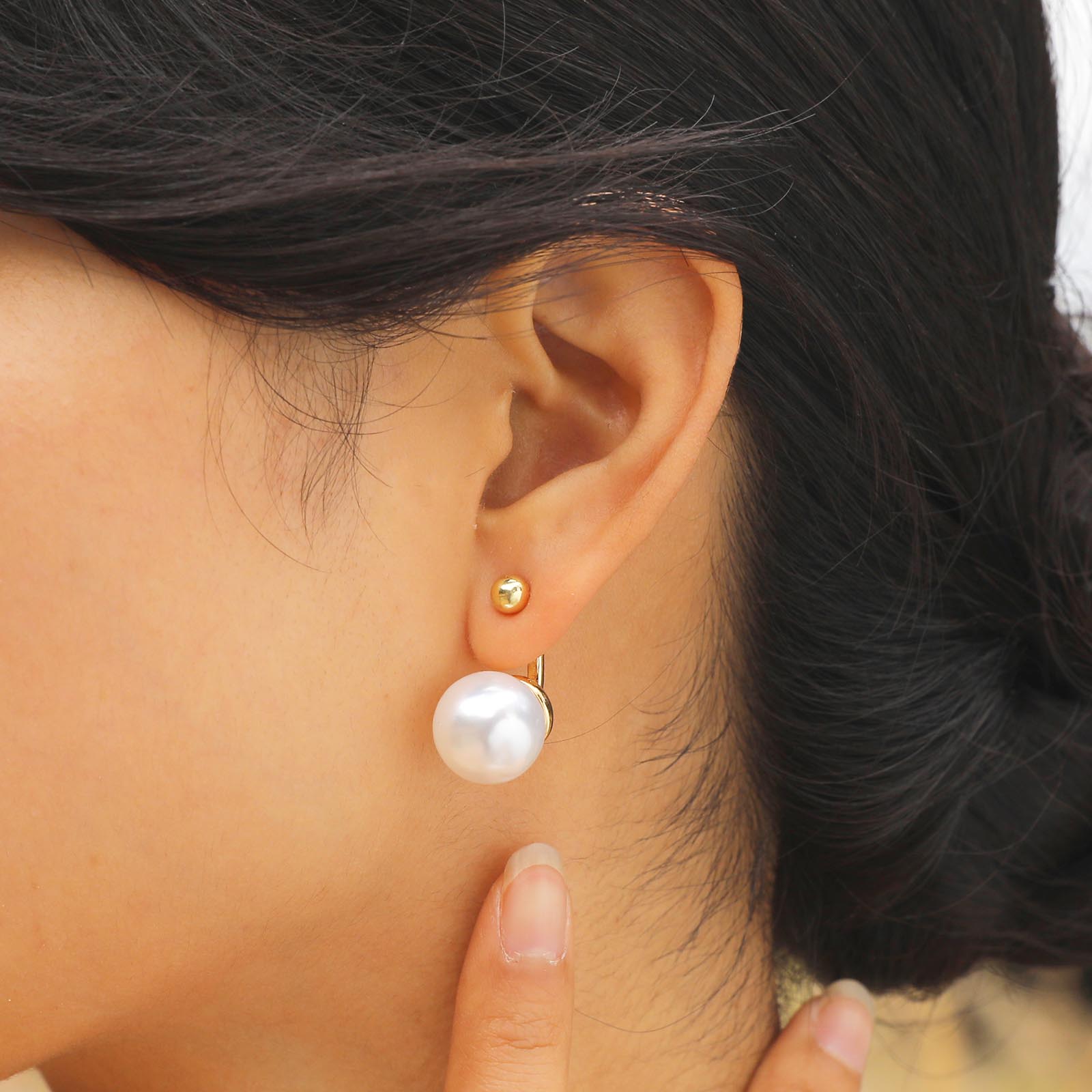 1 Pair Simple Style Classic Style Solid Color Plating Inlay Zinc Alloy Artificial Pearls 18K Gold Plated Ear Studs display picture 8