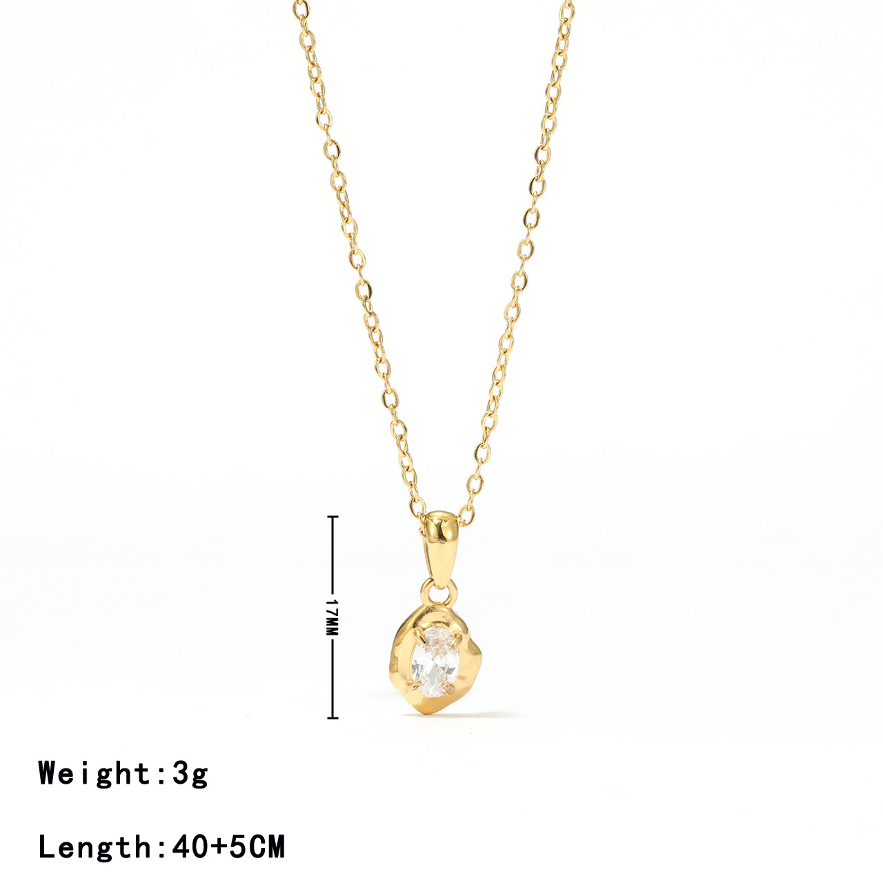 Stainless Steel White Gold Plated Gold Plated Elegant Asymmetrical Oval Plating Zircon Pendant Necklace display picture 6