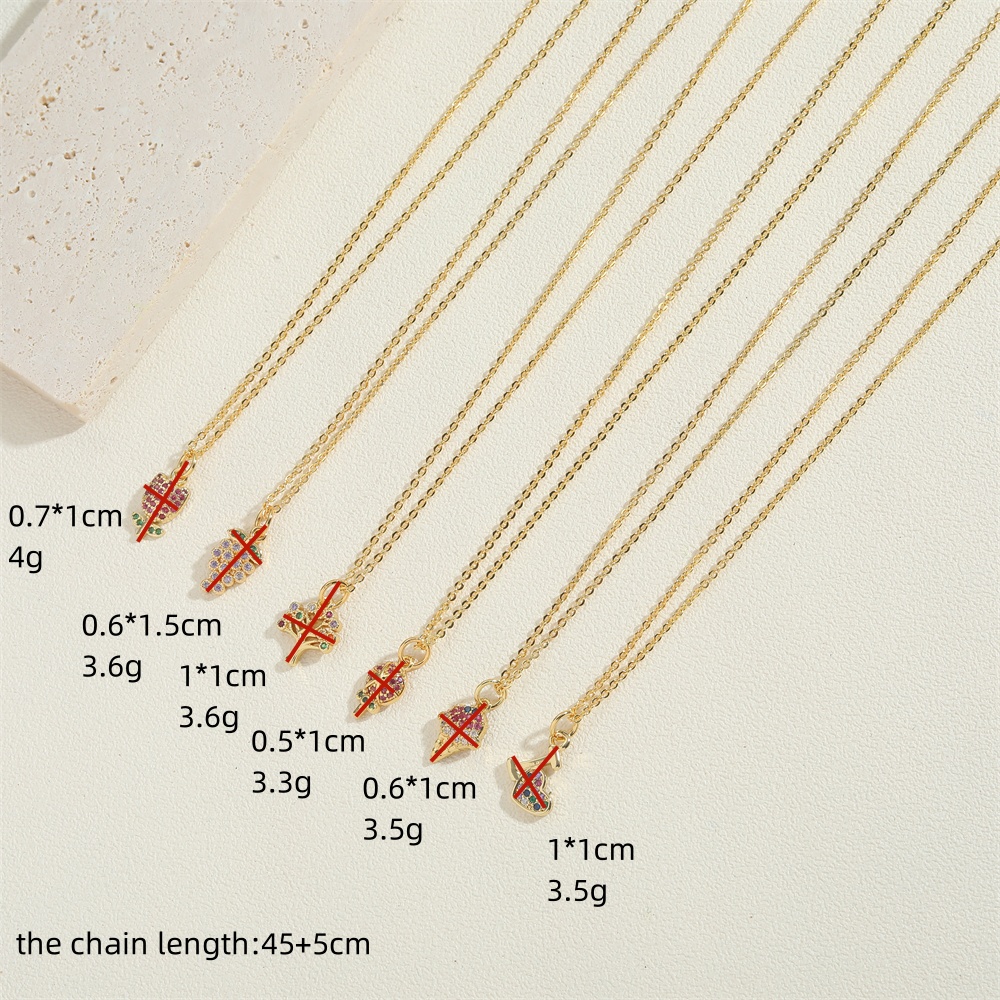 Copper 14K Gold Plated Vintage Style Simple Style Commute Inlay Ice Cream Tree Flower Zircon Pendant Necklace display picture 8
