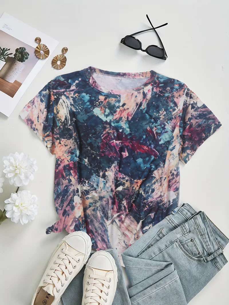Women's T-shirt Short Sleeve T-Shirts Simple Style Color Block display picture 2