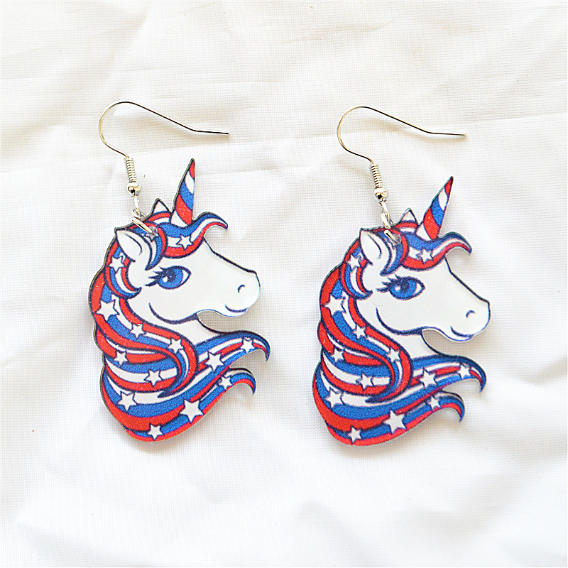 1 Pair Simple Style Classic Style American Flag Printing Arylic Metal Drop Earrings display picture 7