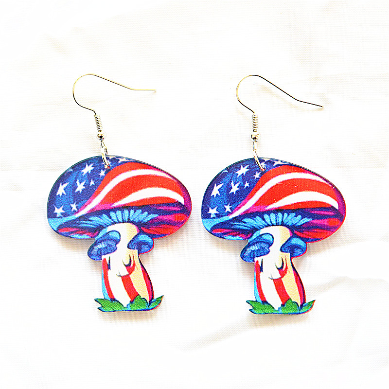 1 Pair Simple Style Classic Style American Flag Printing Arylic Metal Drop Earrings display picture 6