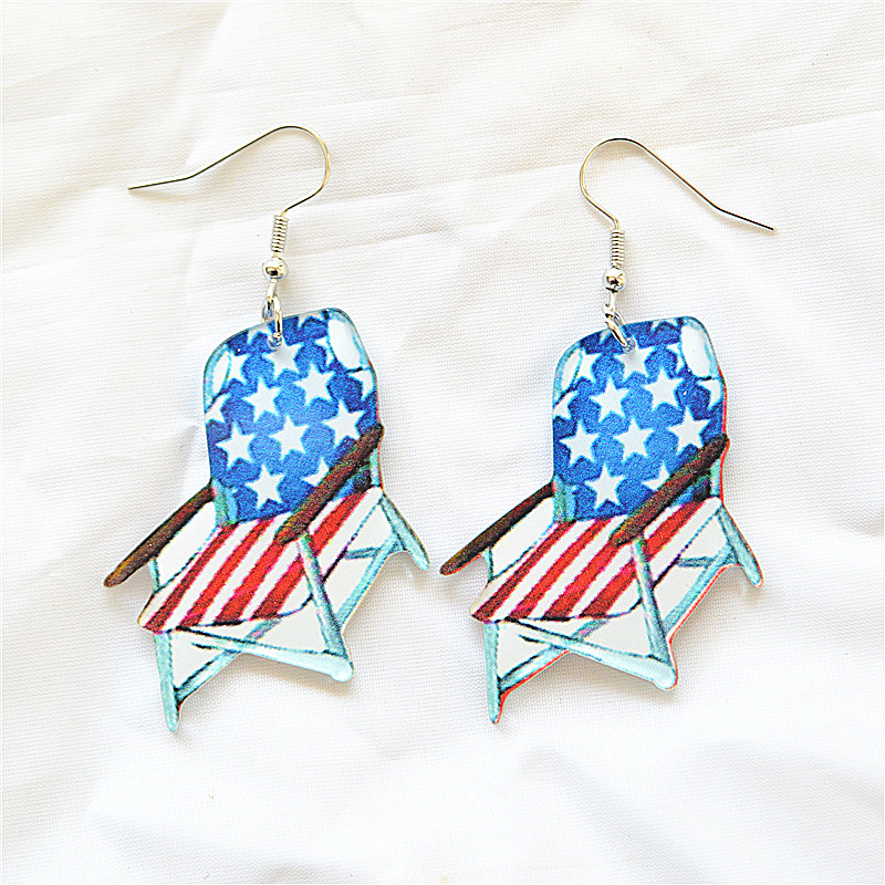 1 Pair Simple Style Classic Style American Flag Printing Arylic Metal Drop Earrings display picture 3
