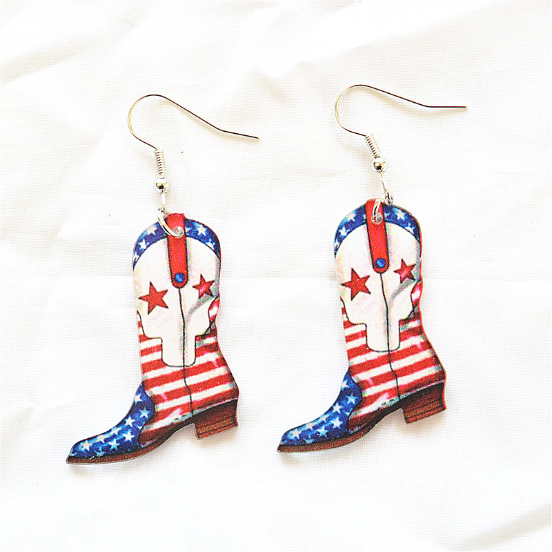 1 Pair Simple Style Classic Style American Flag Printing Arylic Metal Drop Earrings display picture 5