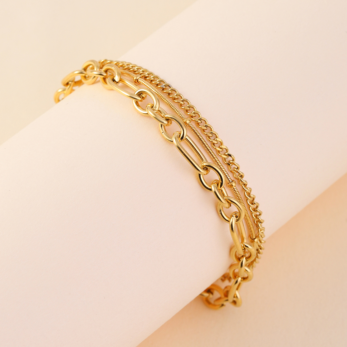 Streetwear Solid Color 304 Stainless Steel 14K Gold Plated Bracelets In Bulk display picture 11