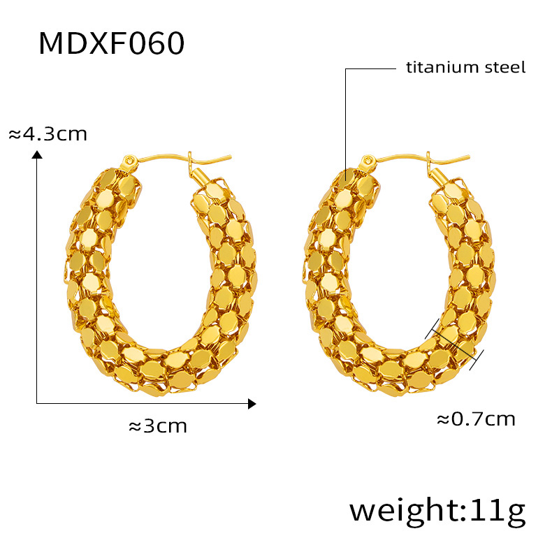 1 Pair Casual Retro O-Shape Titanium Steel 18K Gold Plated Earrings display picture 8