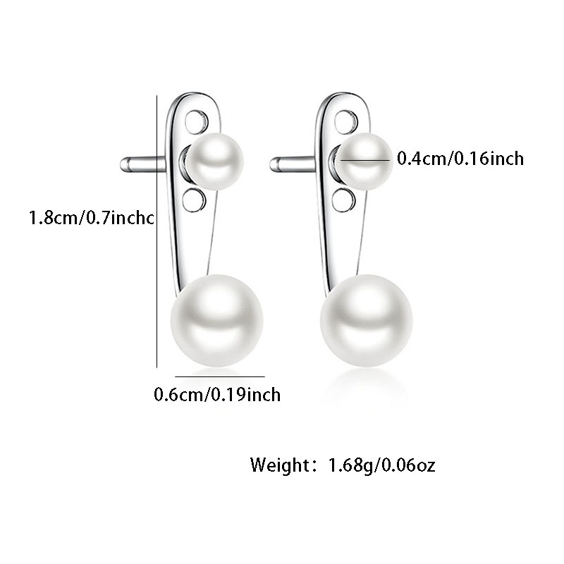 1 Pair Casual Streetwear Geometric Inlay Sterling Silver Pearl White Gold Plated Ear Studs display picture 1