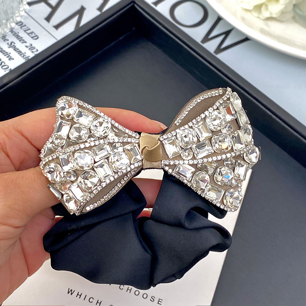 Women's Elegant Preppy Style Shiny Bow Knot Artificial Crystal Rhinestone Inlay Artificial Crystal Rhinestones Hair Tie display picture 3