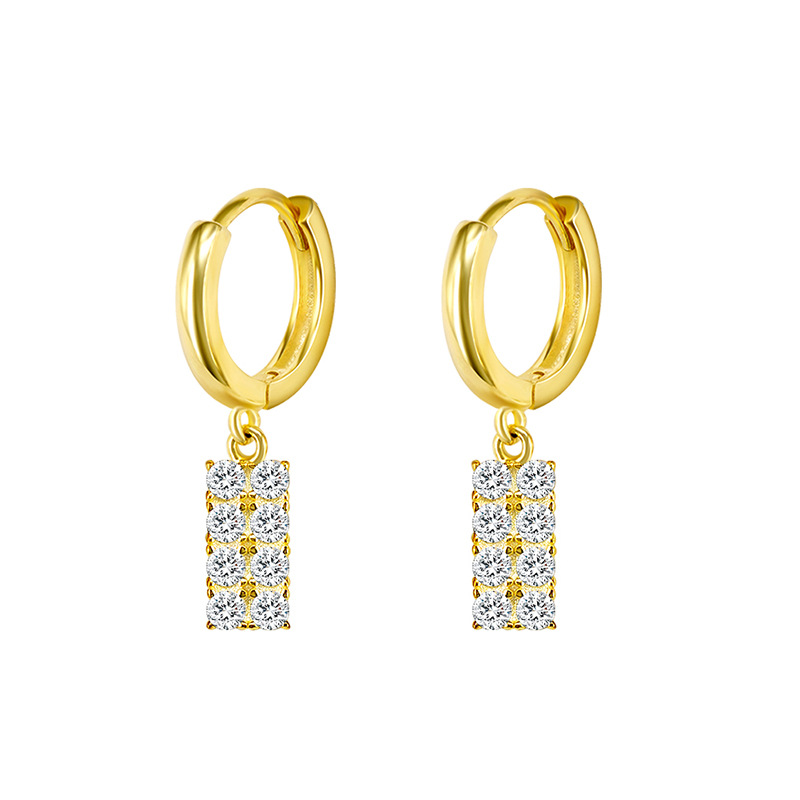 1 Pair Simple Style Shiny Geometric Inlay Copper Zircon Drop Earrings display picture 5