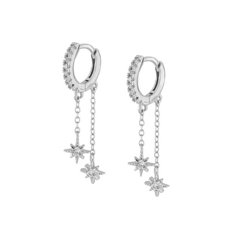 1 Pair IG Style Simple Style Star Inlay Copper Zircon Drop Earrings display picture 5