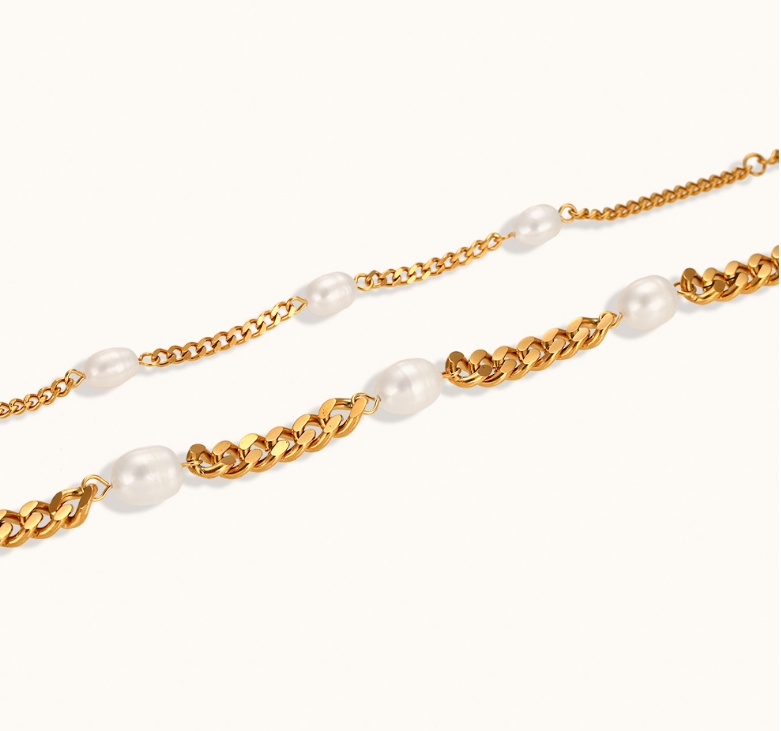Titan Stahl 18 Karat Vergoldet Einfacher Stil Klassischer Stil Überzug Inlay Einfarbig Perle Armbänder display picture 3
