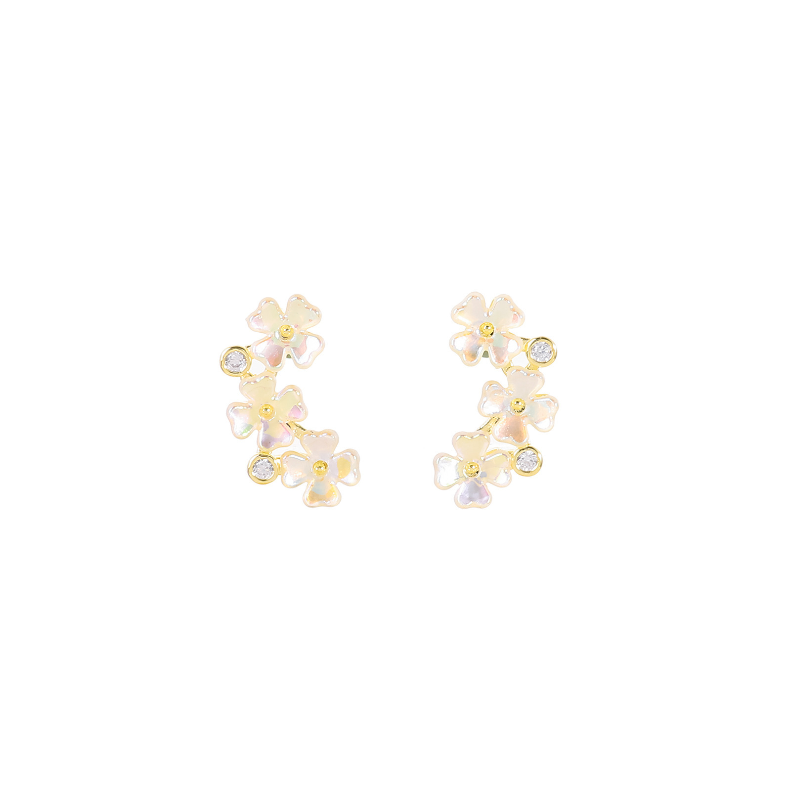 1 Pair Fairy Style Sweet Simple Style Flower Inlay Copper Zircon 18K Gold Plated Ear Cuffs display picture 1