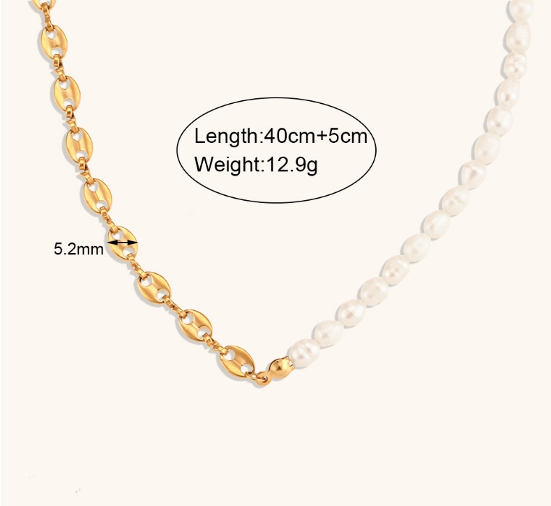 Titanium Steel 18K Gold Plated Simple Style Classic Style Beaded Plating Pearl Bracelets Necklace display picture 9