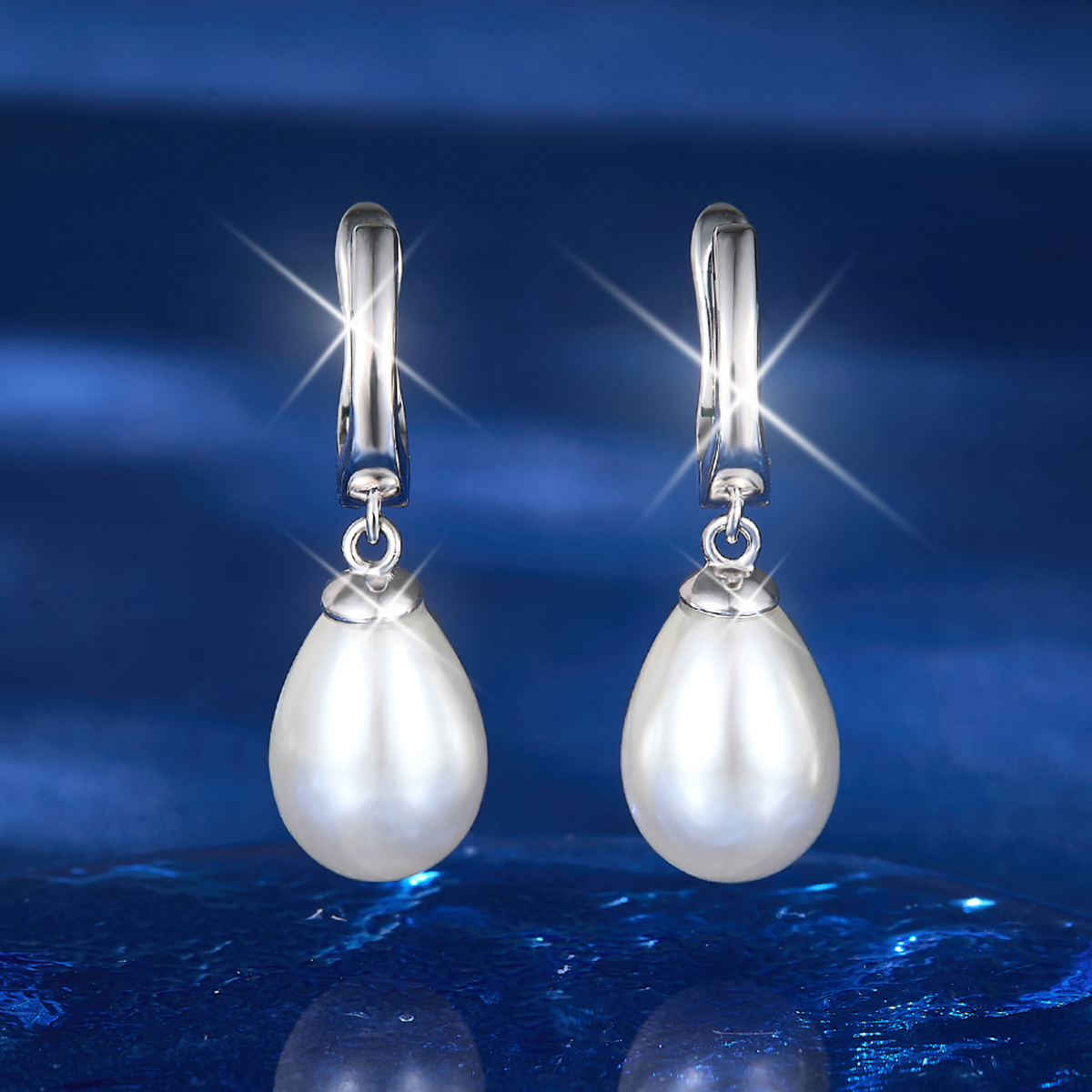 1 Pair Elegant Vacation Solid Color Plating Inlay Sterling Silver Artificial Pearls White Gold Plated Drop Earrings display picture 2