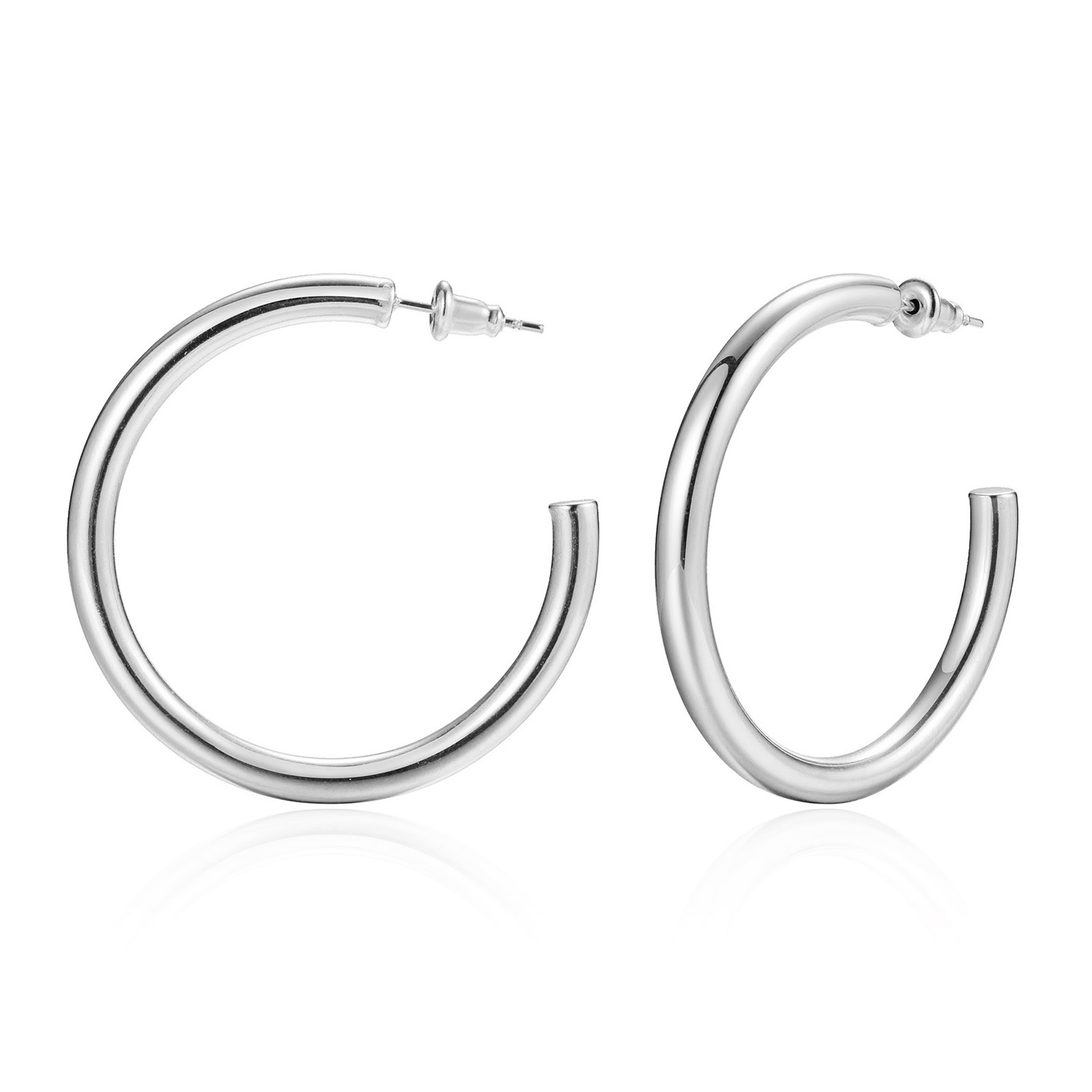 1 Pair Vacation Classic Style Solid Color Polishing Stainless Steel Hoop Earrings display picture 1