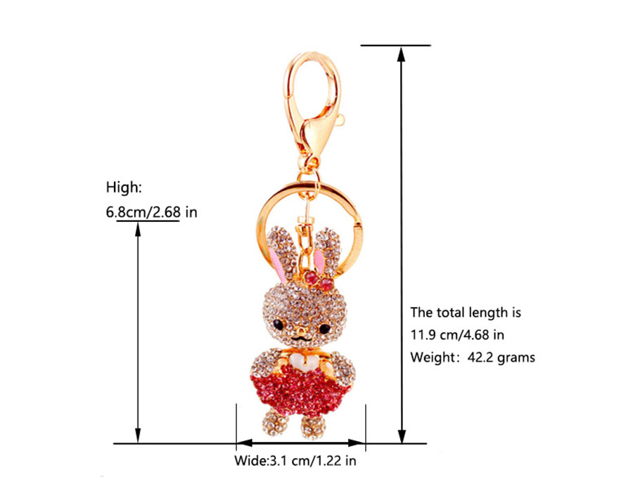 Cute Rabbit Alloy Plating Inlay Rhinestones Women's Bag Pendant Keychain display picture 1