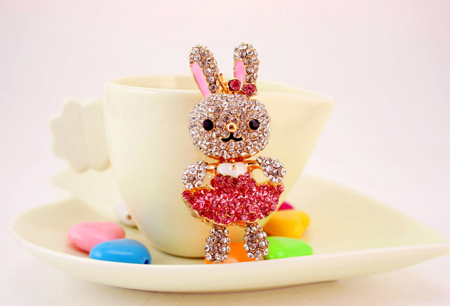 Mignon Lapin Alliage Placage Incruster Strass Femmes Pendentif De Sac Porte-Clés display picture 3