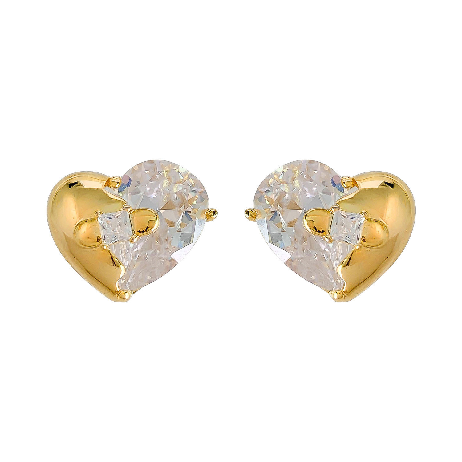 1 Pair Simple Style Commute Solid Color Plating Inlay Copper Zircon 18K Gold Plated Ear Studs display picture 2