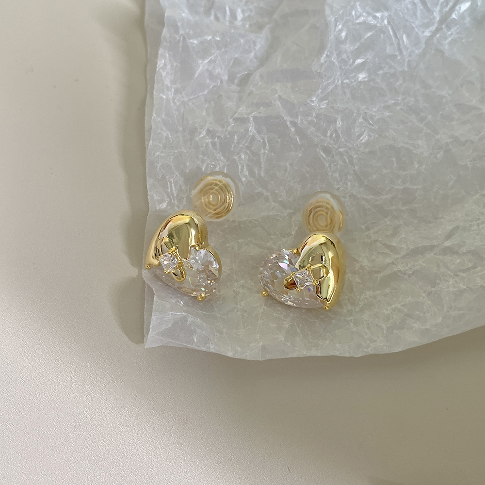 1 Pair Simple Style Commute Solid Color Plating Inlay Copper Zircon 18K Gold Plated Ear Studs display picture 3