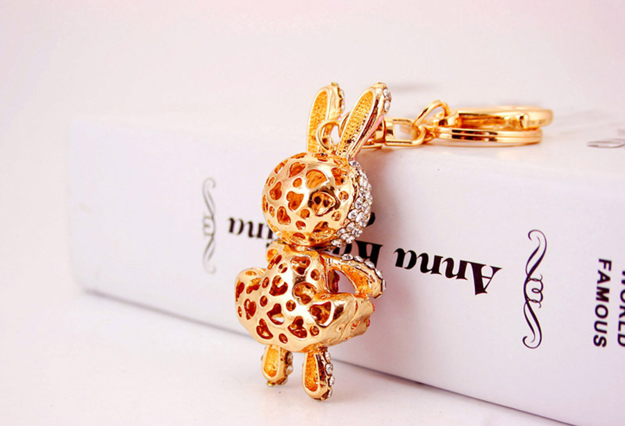 Cute Rabbit Alloy Plating Inlay Rhinestones Women's Bag Pendant Keychain display picture 8