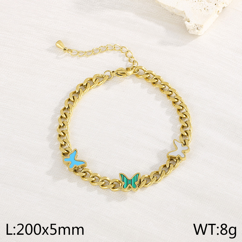 Elegant Simple Style Streetwear Butterfly Titanium Steel 18K Gold Plated Zircon Bracelets In Bulk display picture 11