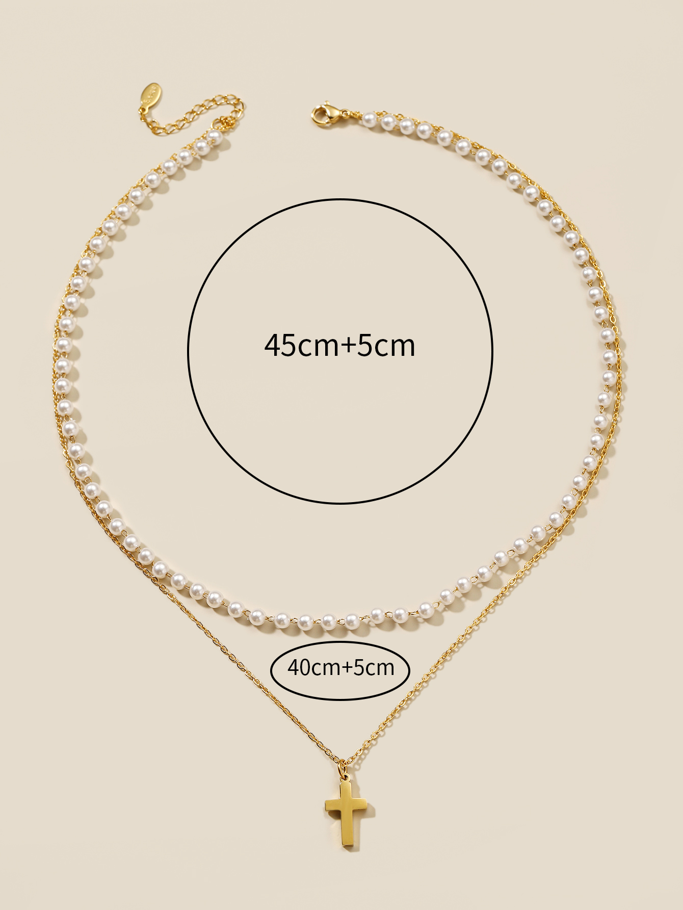 Simple Style Classic Style Cross Stainless Steel Imitation Pearl Beaded Plating Artificial Pearls 18K Gold Plated Women's Necklace display picture 1