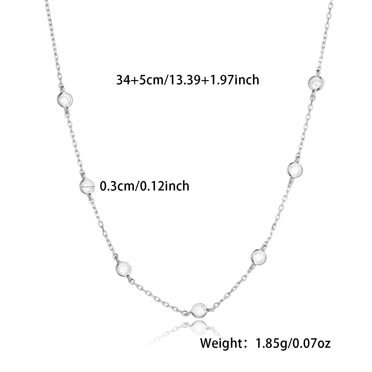 Sterling Silver White Gold Plated Simple Style Solid Color Inlay Zircon Necklace display picture 1