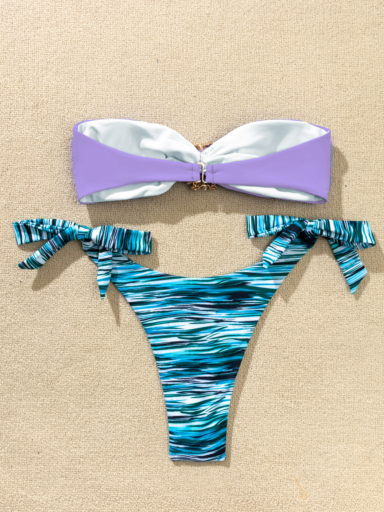 Women's Waves 2 Pieces Set Bikinis Swimwear display picture 8