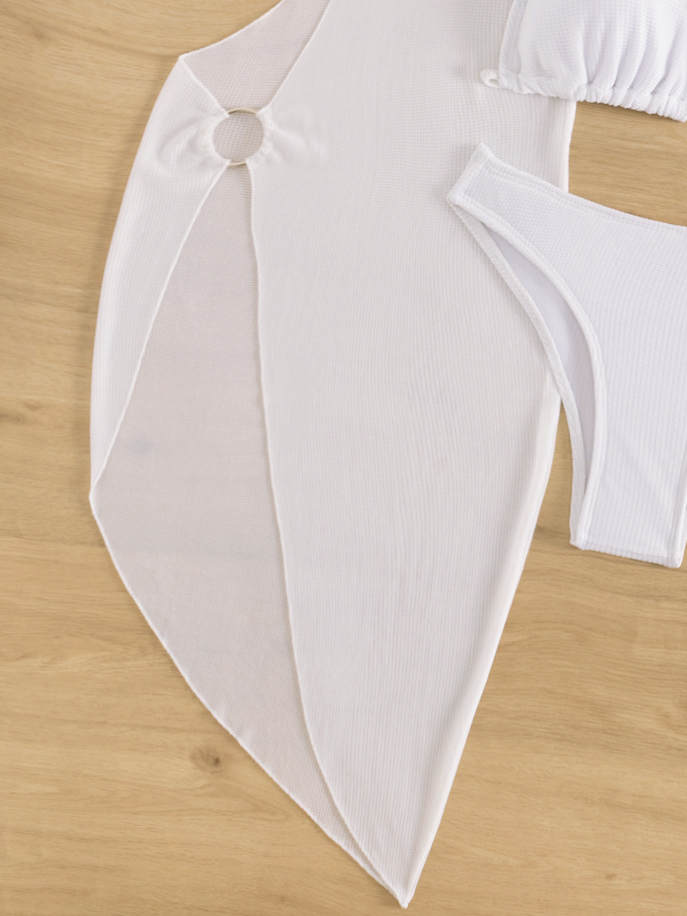 امرأة جنسي اللون الصامد 3 قطعة مجموعة البيكينيات ملابس السباحة display picture 6