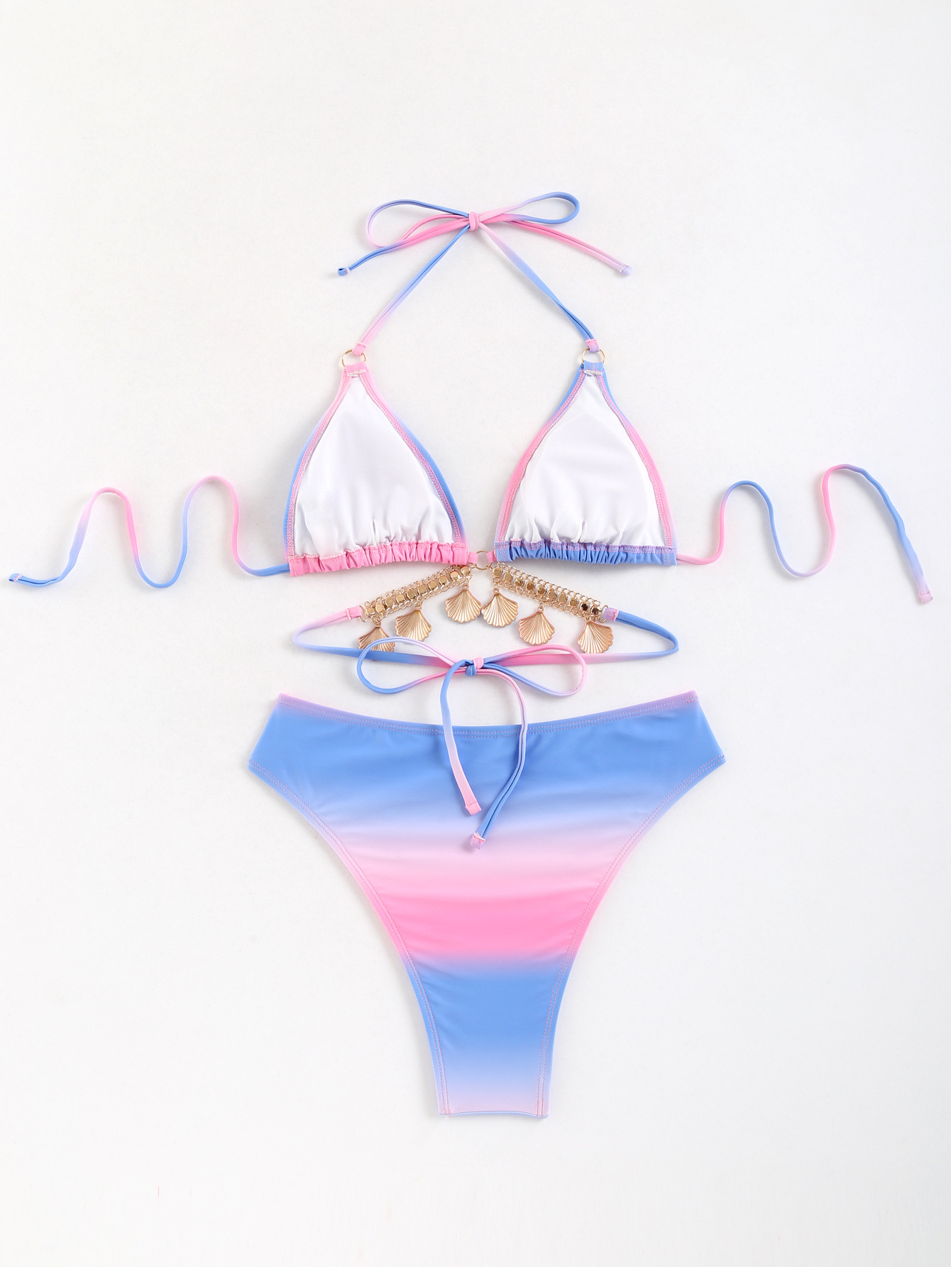 Mujeres Degradado De Color Juego De 2 Piezas Bikinis Traje De Baño display picture 4