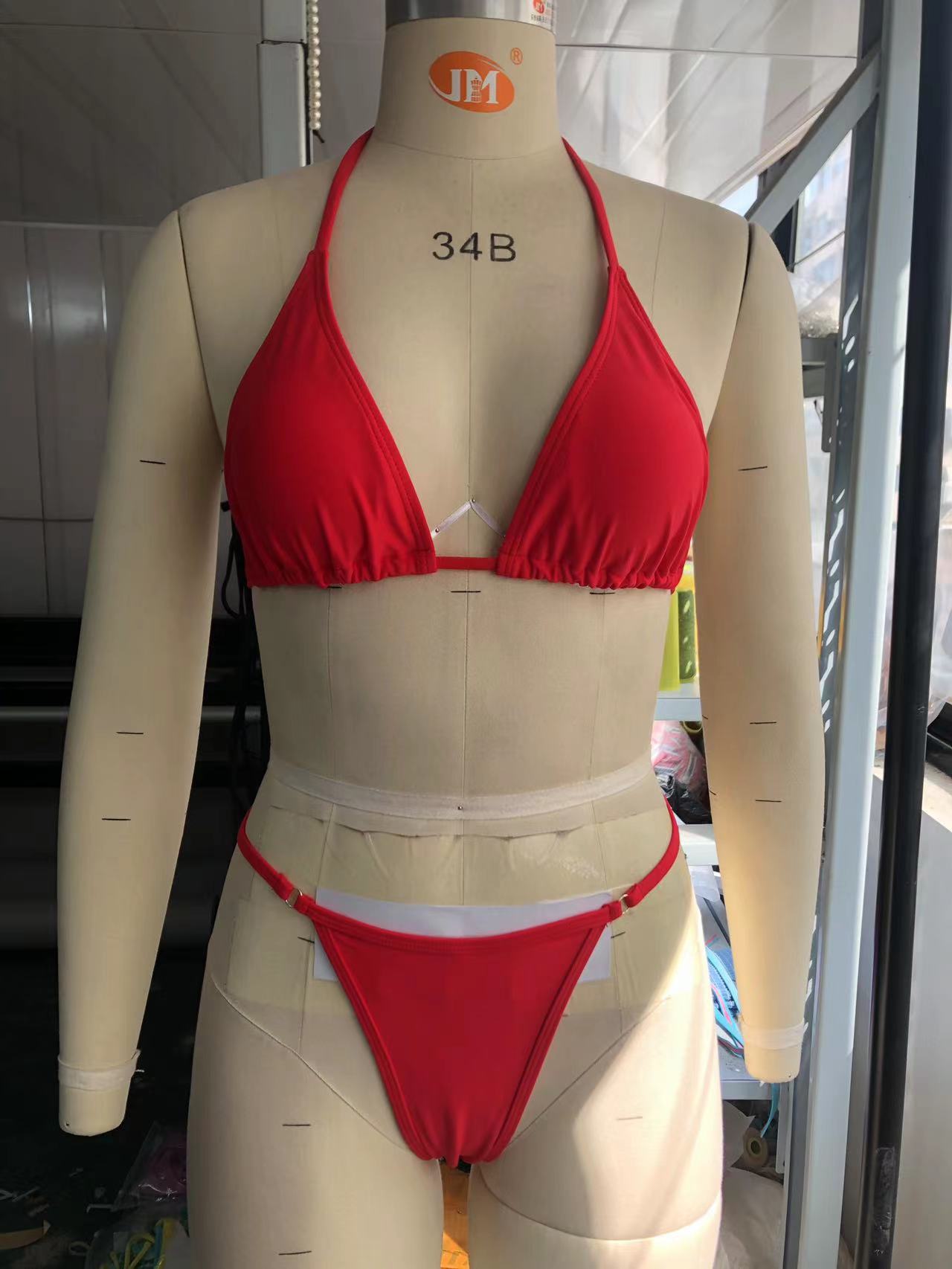 Mujeres Color Sólido Juego De 2 Piezas Bikinis Traje De Baño display picture 7