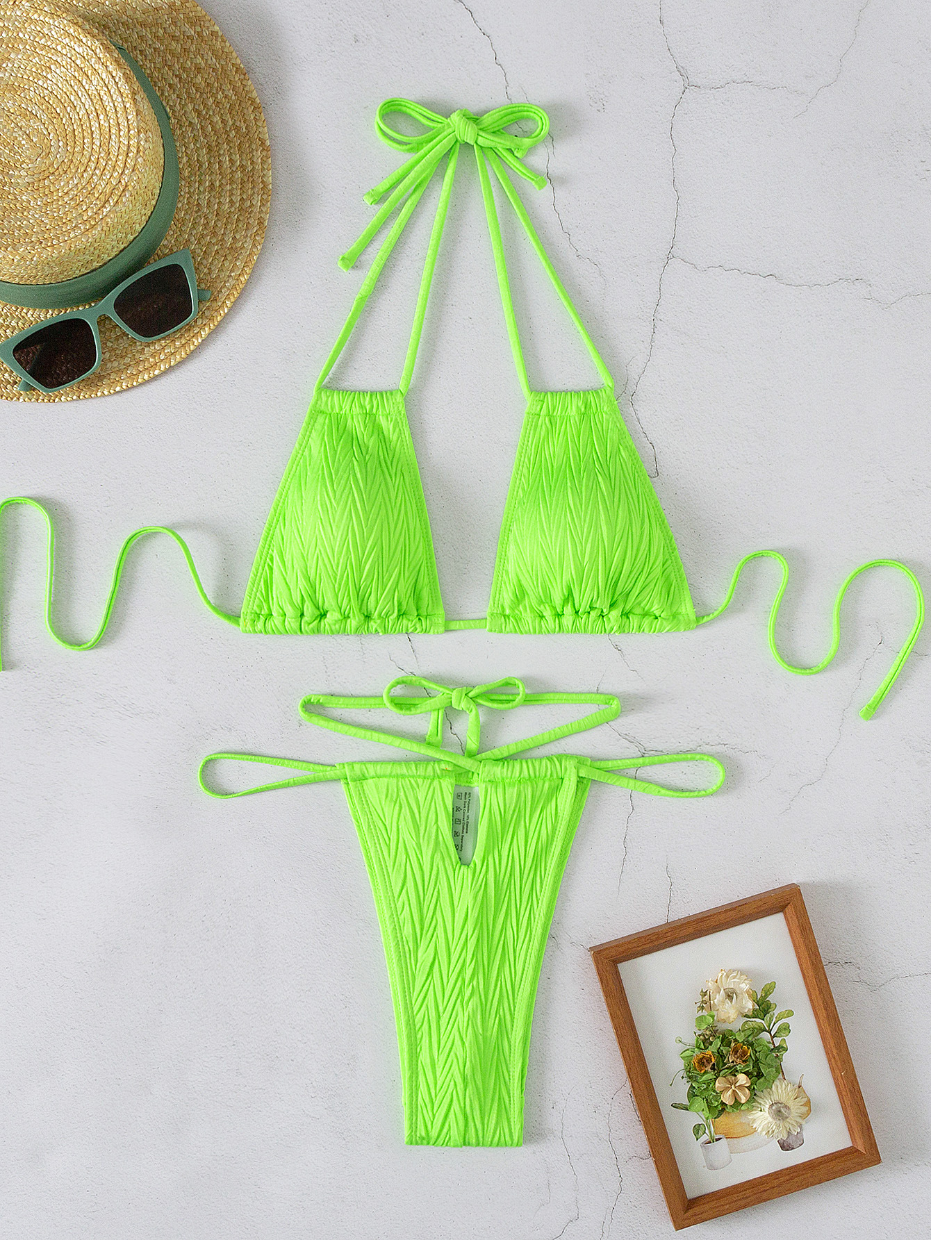 Women's Solid Color 2 Pieces Set Bikinis Swimwear display picture 3