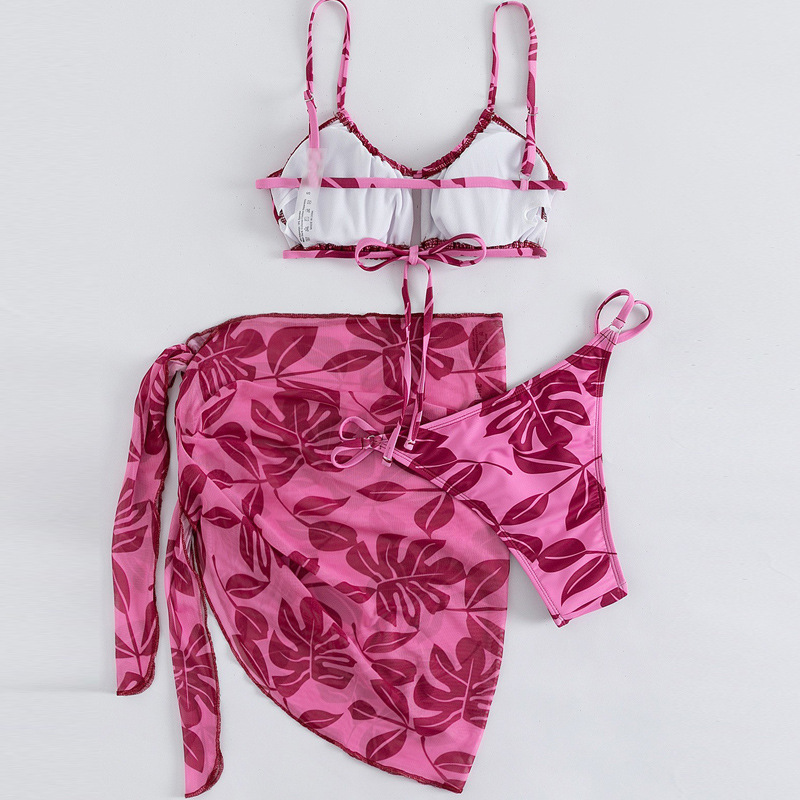 Frau Tropisch 3-Teiliges Set Bikinis Bademode display picture 5