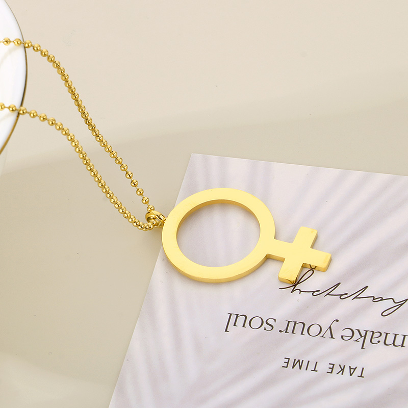 Edelstahl 304 18 Karat Vergoldet Einfacher Stil Symbol Halskette Mit Anhänger display picture 8