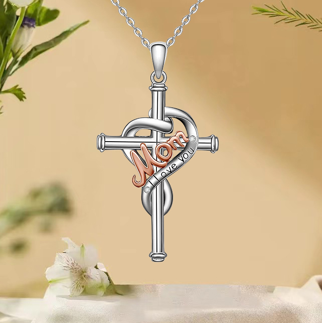 Artistic Cross Alloy Plating Silver Plated Mother'S Day Unisex Pendant Necklace display picture 2