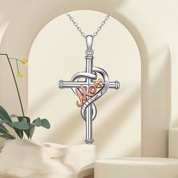 Künstlerisch Kreuzen Legierung Überzug Versilbert Muttertag Unisex Halskette Mit Anhänger display picture 1