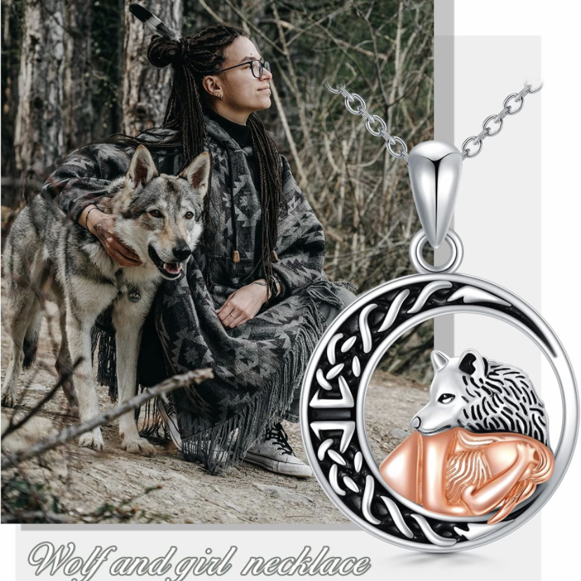 Retro Artistic Wolf Alloy Hollow Out Silver Plated Women's Pendant Necklace display picture 4