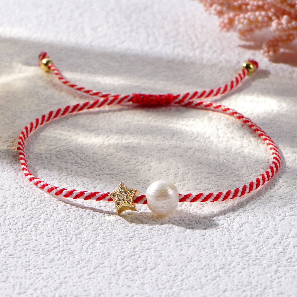 Ethnic Style Devil's Eye Alloy Rope Handmade Pearl Women's Drawstring Bracelets display picture 1