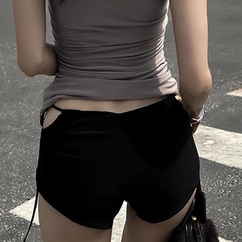 امرأة اليومي ملابس الشارع اللون الصامد السراويل القصيرة بأمتصاص سروال مستقيم display picture 1