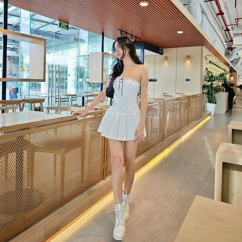 Women's Sheath Dress Sexy Boat Neck Lace Sleeveless Bow Knot Short Mini Dress Holiday Daily Date display picture 10