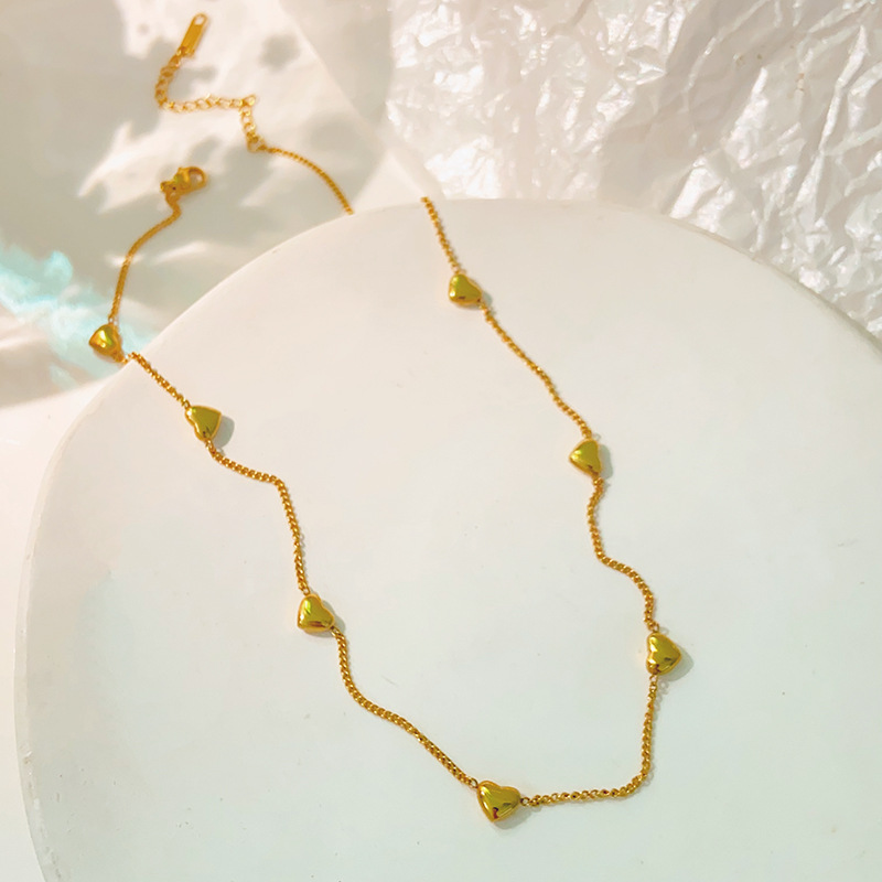 Acero Titanio Chapados en oro de 18k Dulce Estilo Simple Número Margarita Pulsera Collar display picture 1