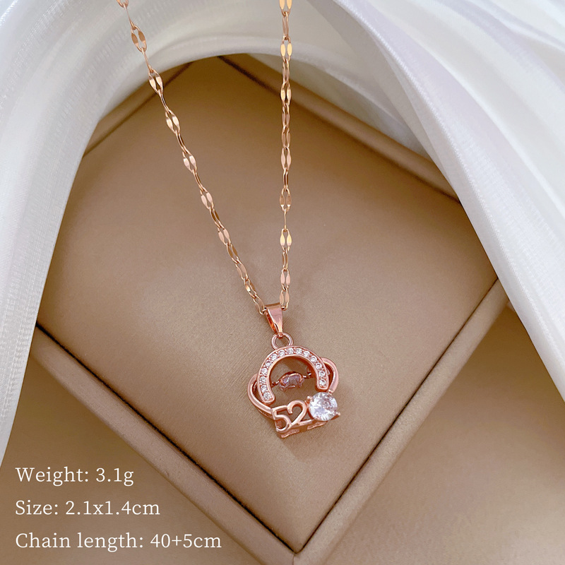 Titan Stahl IG-Stil Aushöhlen Inlay Anzahl Herzform Künstliche Edelsteine Halskette Mit Anhänger display picture 6
