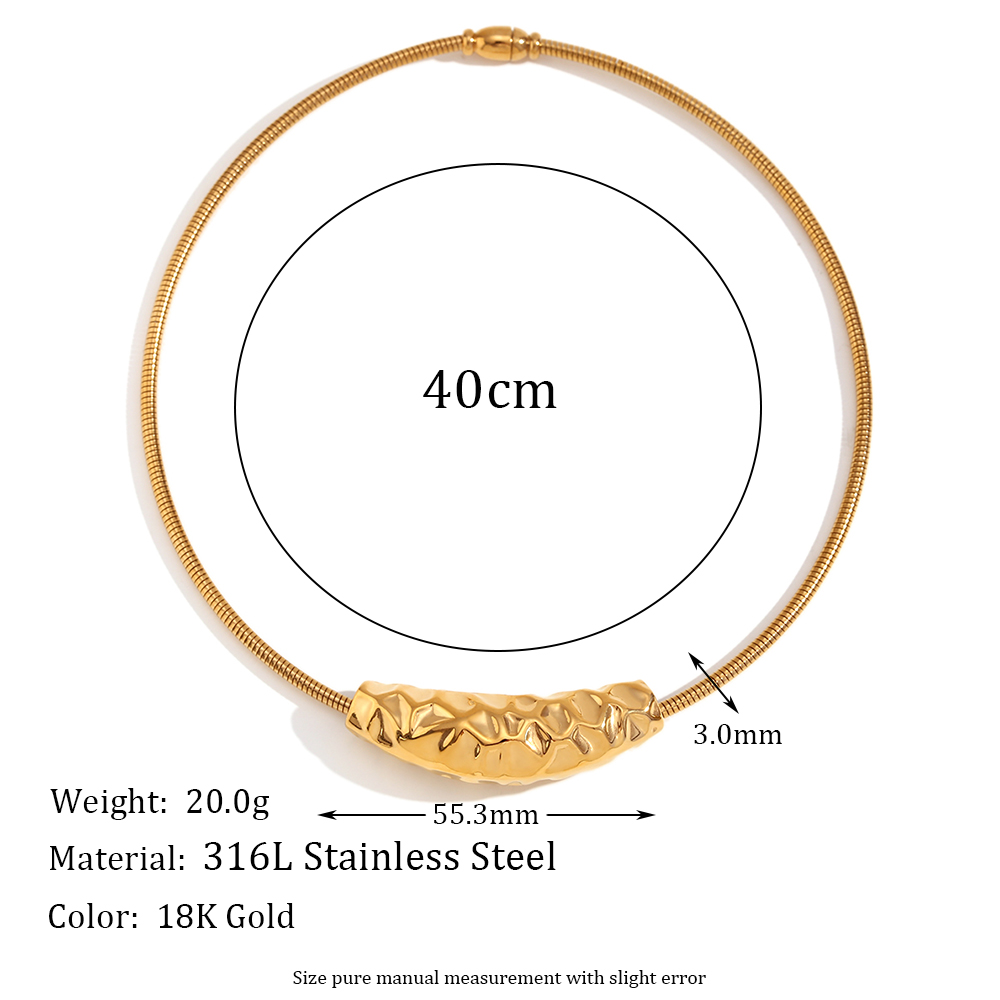 Stainless Steel 18K Gold Plated Retro Roman Style Solid Color Plating Choker display picture 2
