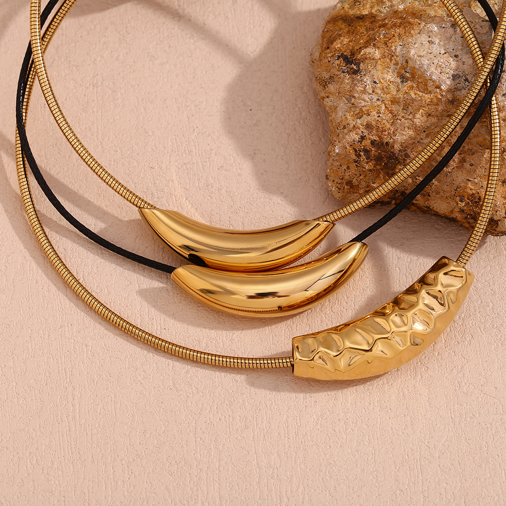 Acero Inoxidable Chapados en oro de 18k Retro Estilo Romano Color Sólido Enchapado Gargantilla display picture 1
