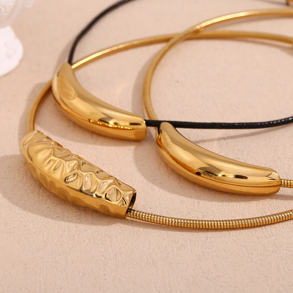 Stainless Steel 18K Gold Plated Retro Roman Style Solid Color Plating Choker display picture 3