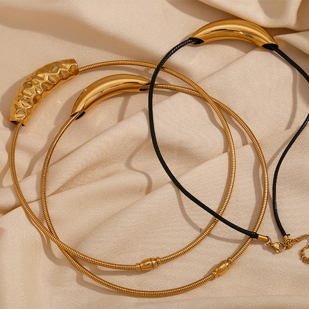 Rostfreier Stahl 18 Karat Vergoldet Retro Römischer Stil Einfarbig Überzug Halsband display picture 4