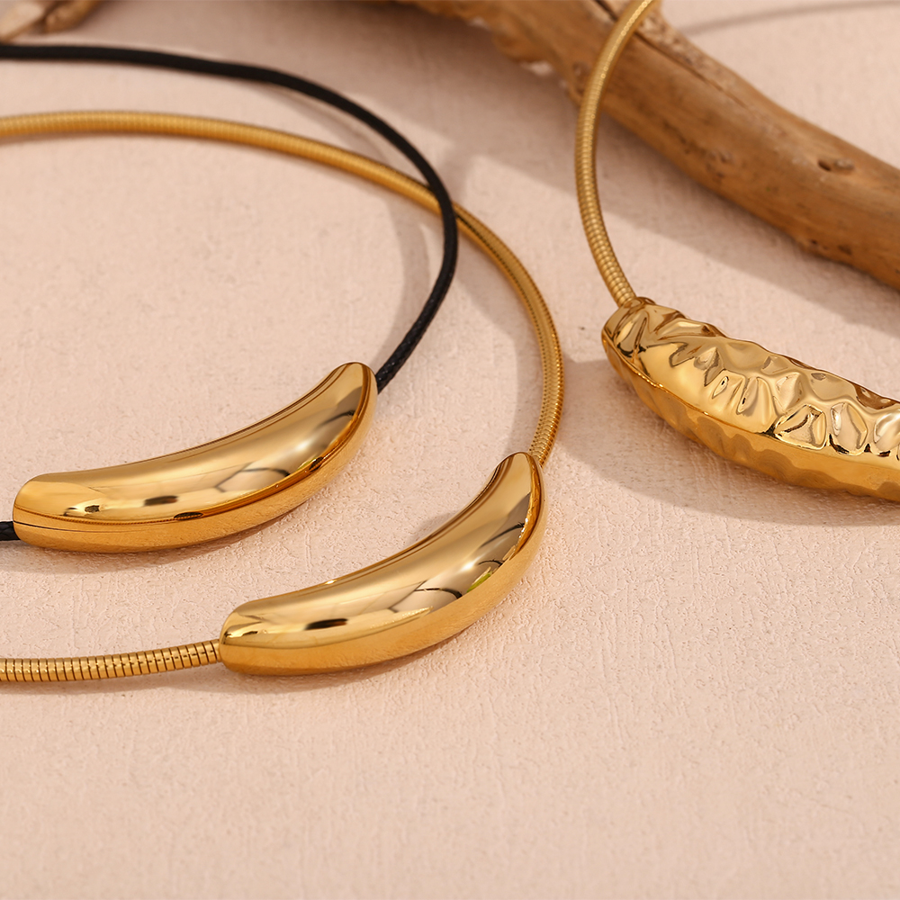 Rostfreier Stahl 18 Karat Vergoldet Retro Römischer Stil Einfarbig Überzug Halsband display picture 8