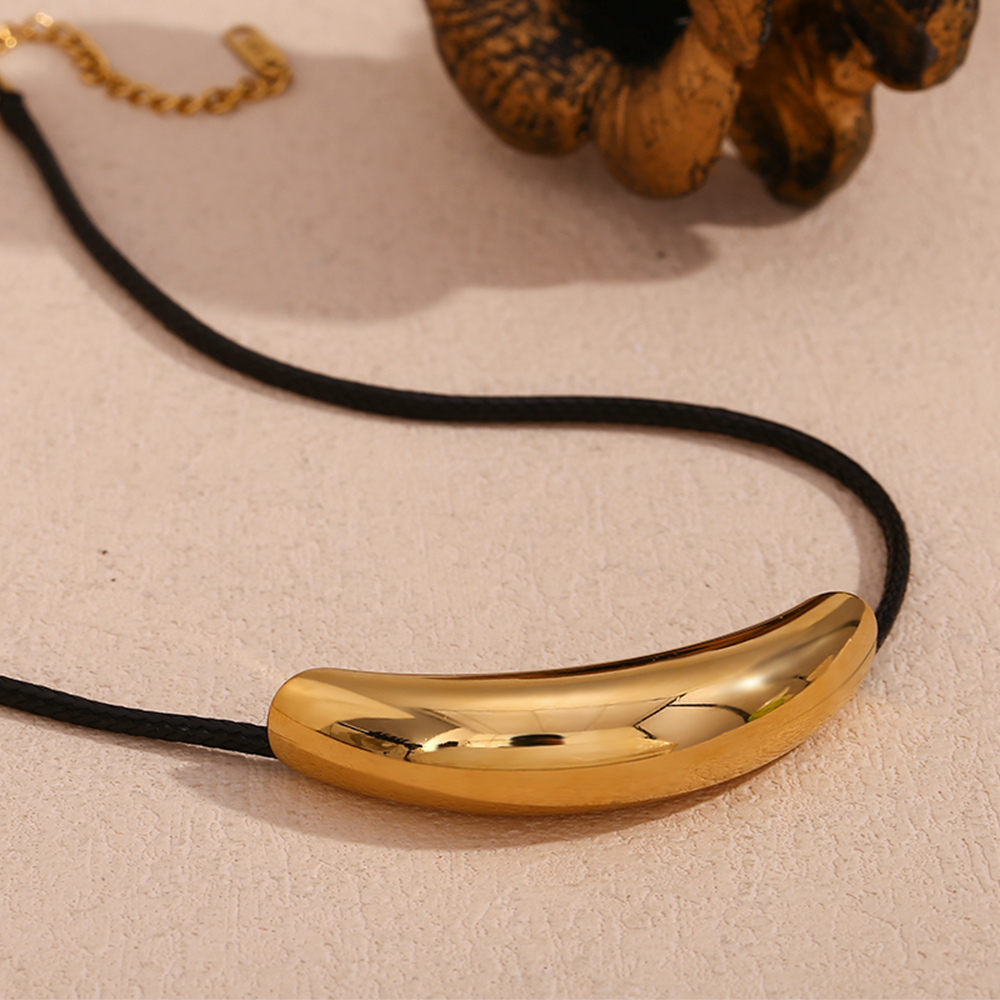Stainless Steel 18K Gold Plated Retro Roman Style Solid Color Plating Choker display picture 6